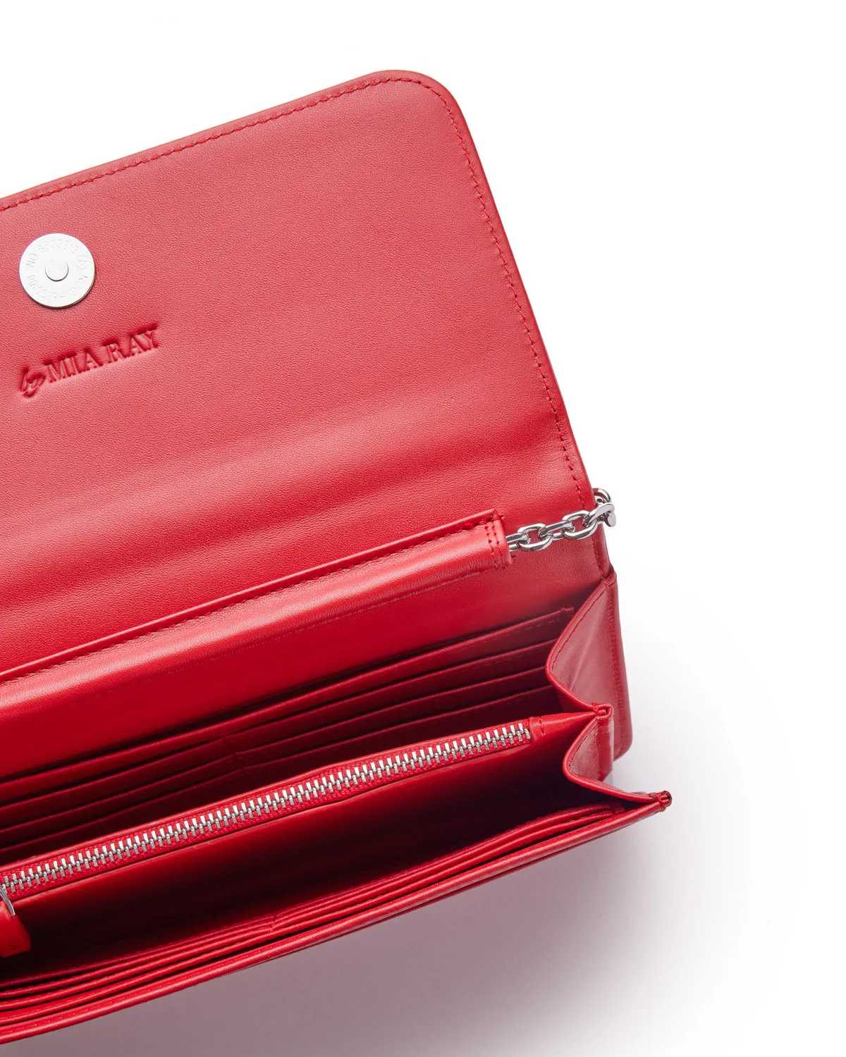 RED STANDARD WALLET ON CHAIN-SILVER