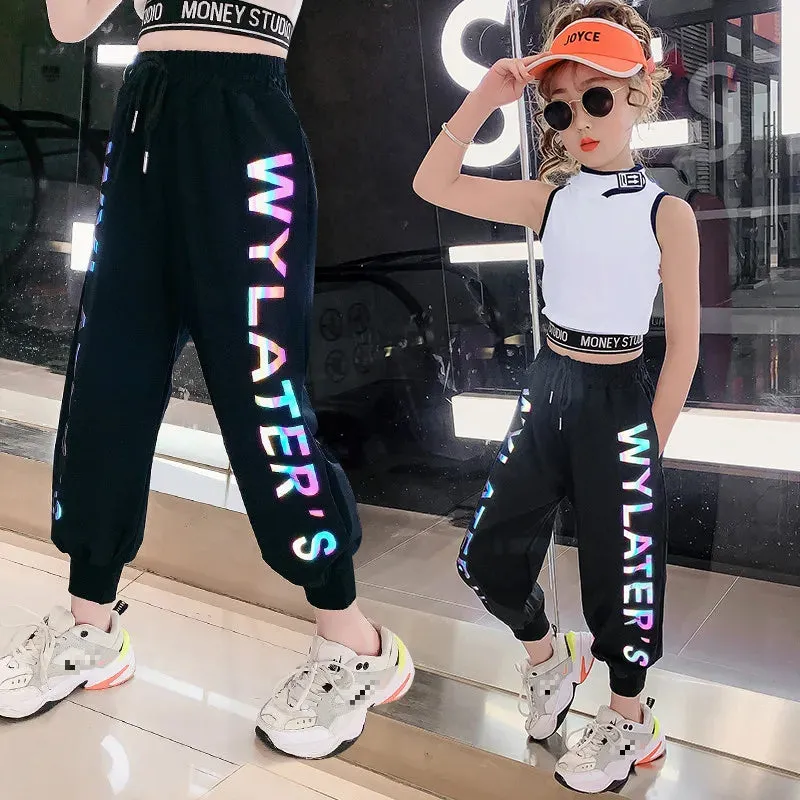 Reflective Joggers Track Thin Sweatpants Trousers Fashion Girls Clothes