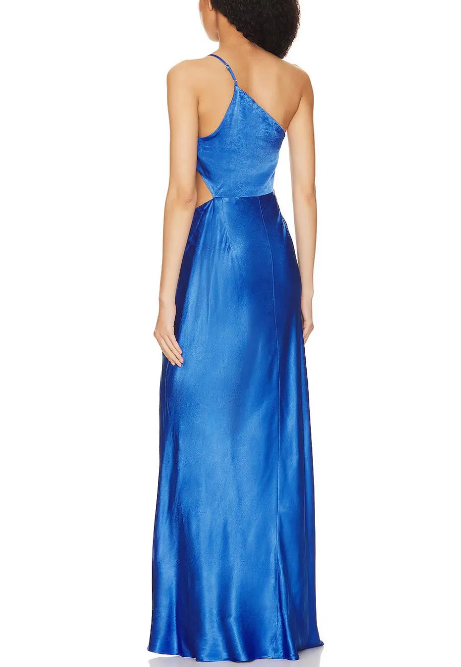 Royal Blue Oliviera Asymmetrical Gathered Maxi Dress