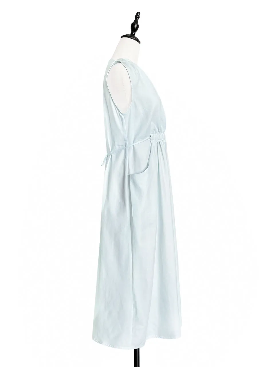 Surprise Sale! Pale Blue Scallop Detail Tie Waist Maxi Dress