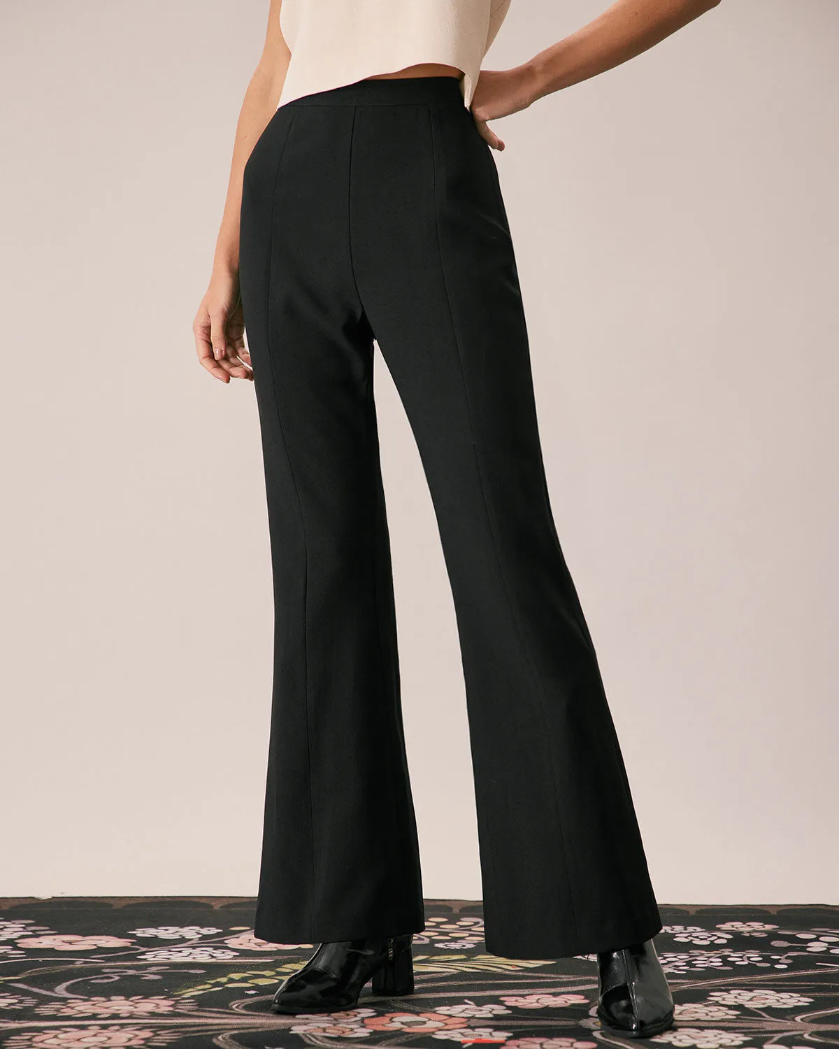 The Black High Waisted Zipper Flare Pants