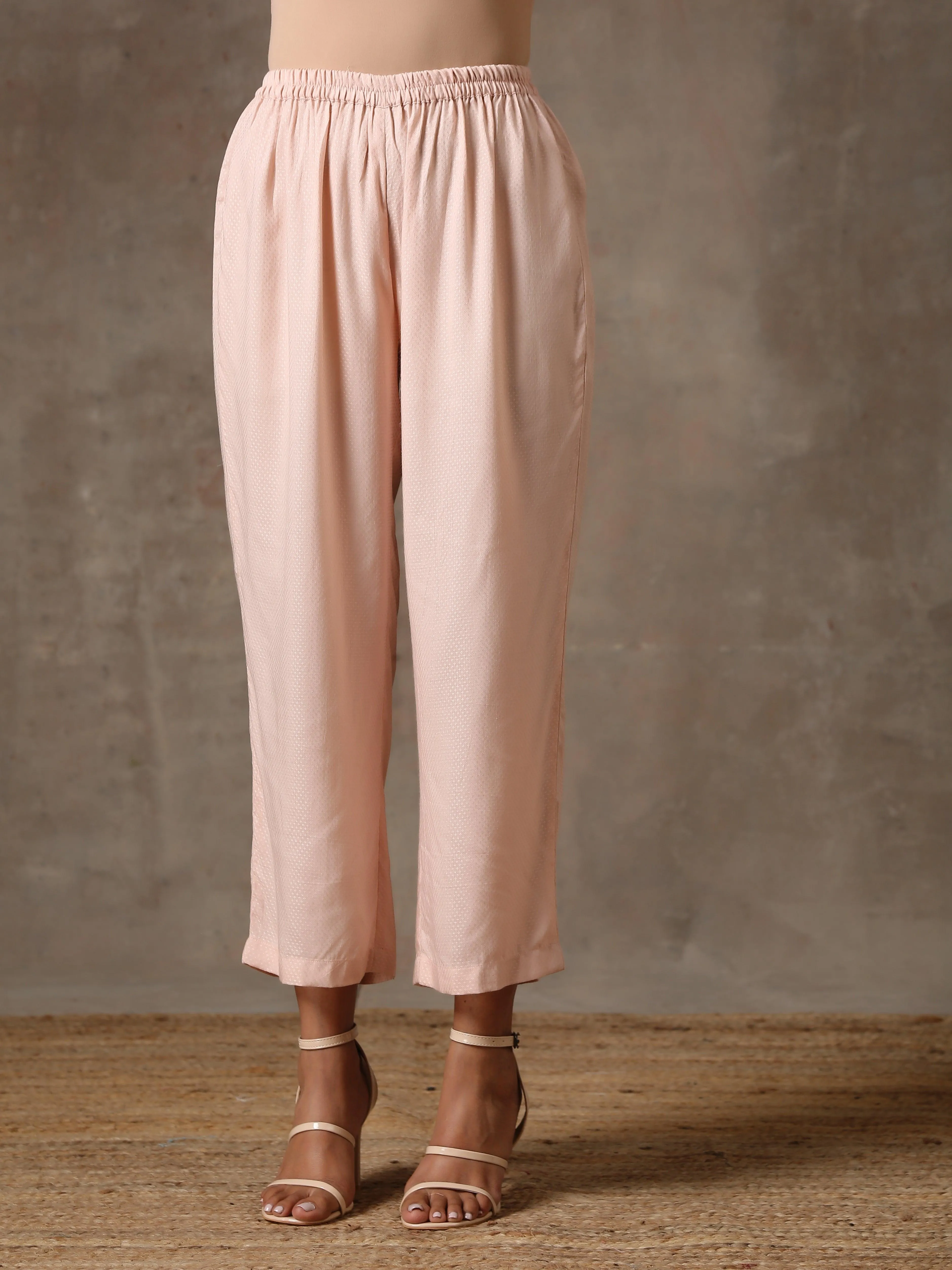 The Edwina - Rose Pink Solid Textured Co-Ord Set