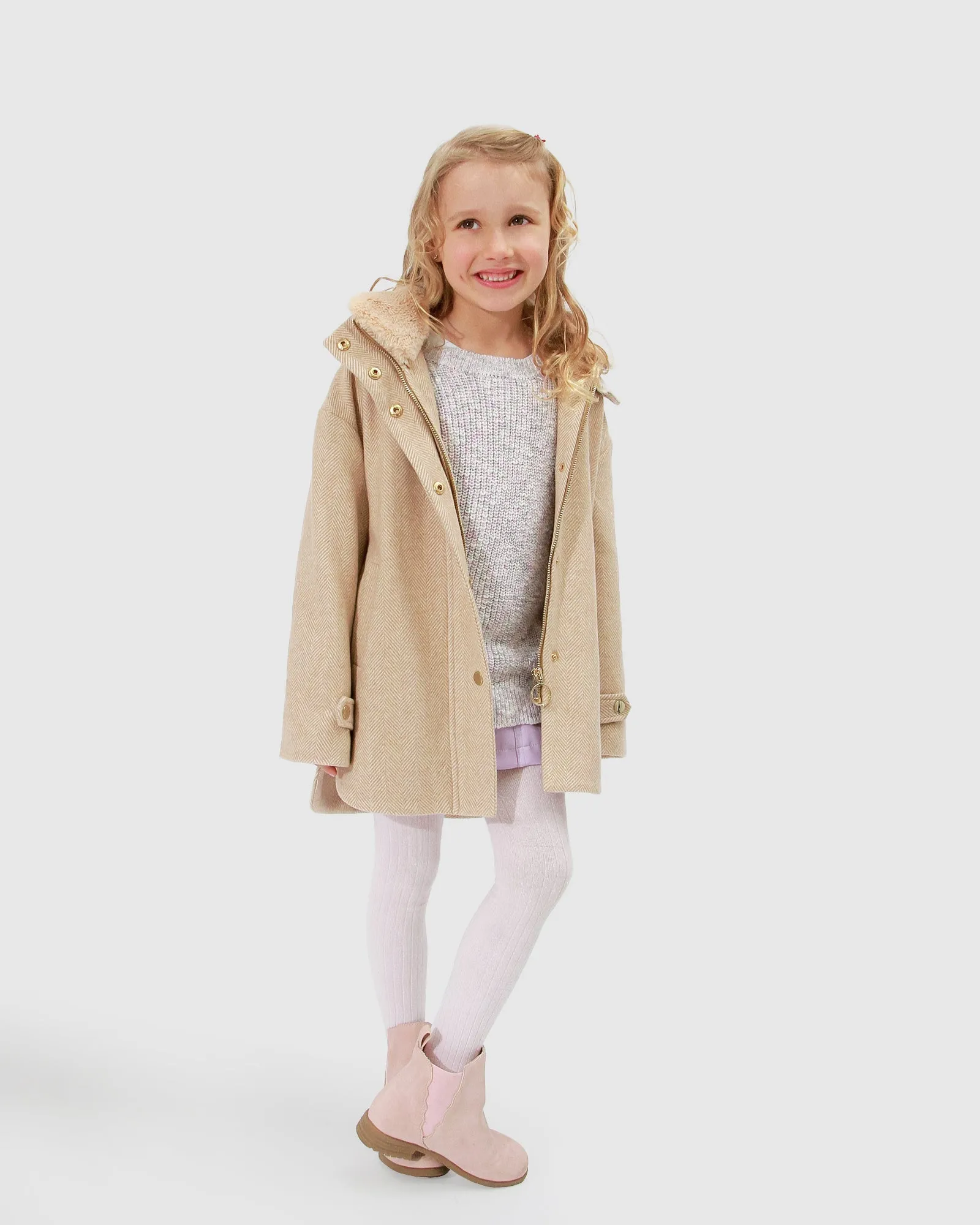 When I Grow Up Detachable Hooded Coat - Pale Oat